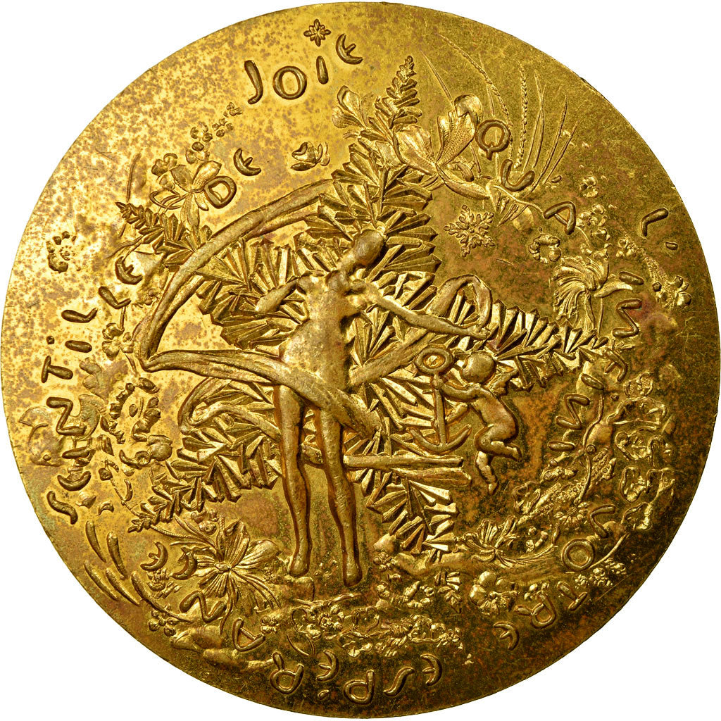 Francia, medaglia, Voeux, Nouvelle Année, Animaux, 1973, BB, Bronzo dorato