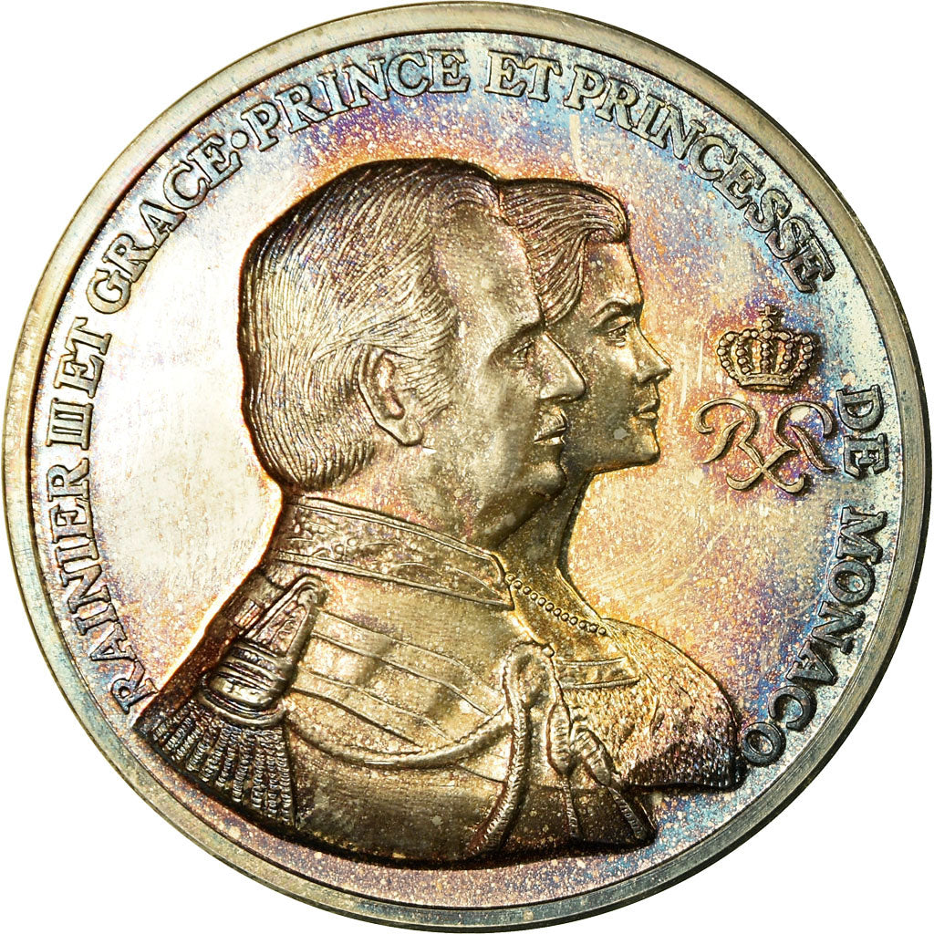 Monaco, Médaille, Rainier III et Grace de Monaco, SPL, Argent