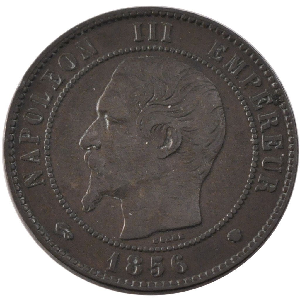 FRANCE, Napoléon III, 10 Centimes, 1856, Marseille, KM #771.6, EF(40-45), Bronze