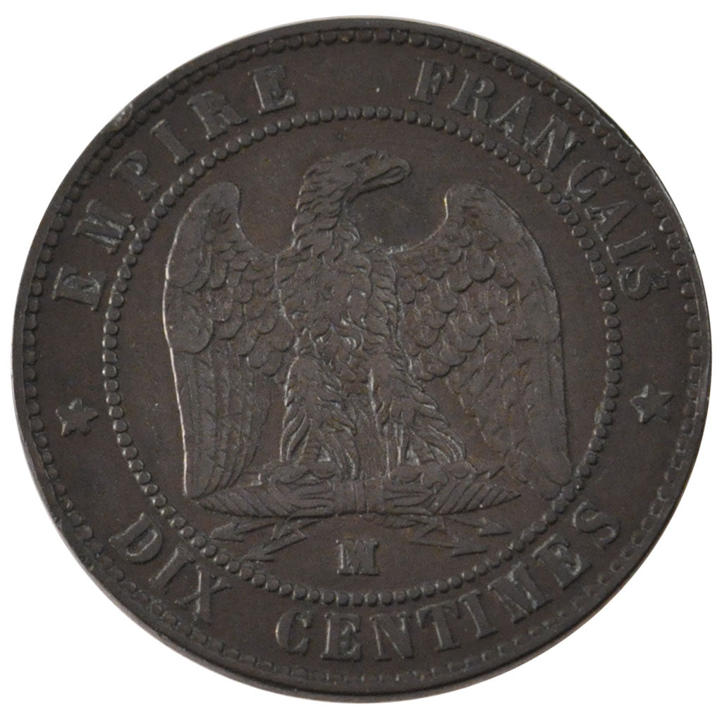 FRANCE, Napoléon III, 10 Centimes, 1856, Marseille, KM #771.6, EF(40-45), Bronze