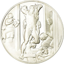 France, Medal, Peinture, Michel Ange, La Mort d'Aman, Monassi, MS(64), Silver