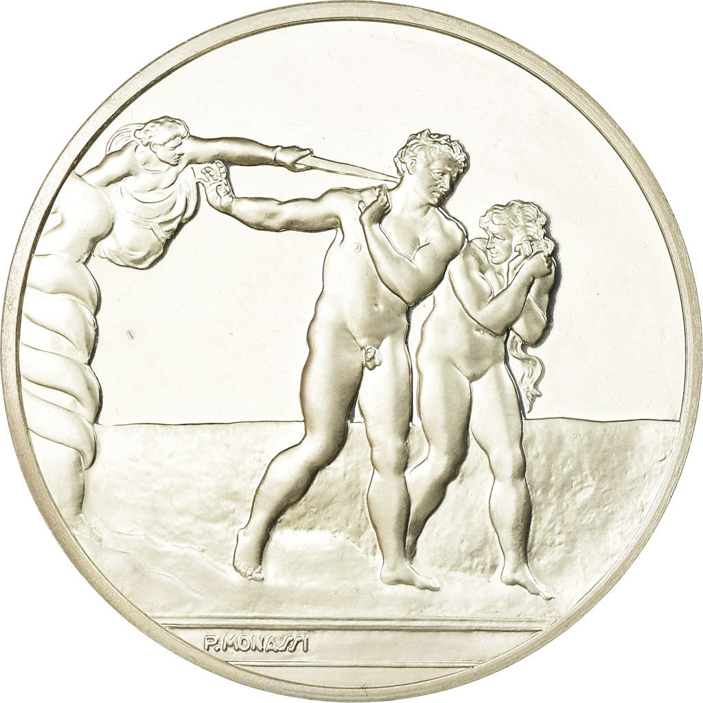 France, Medal, Peinture, Michel Ange, l'Expulsion, Monassi, MS(64), Silver