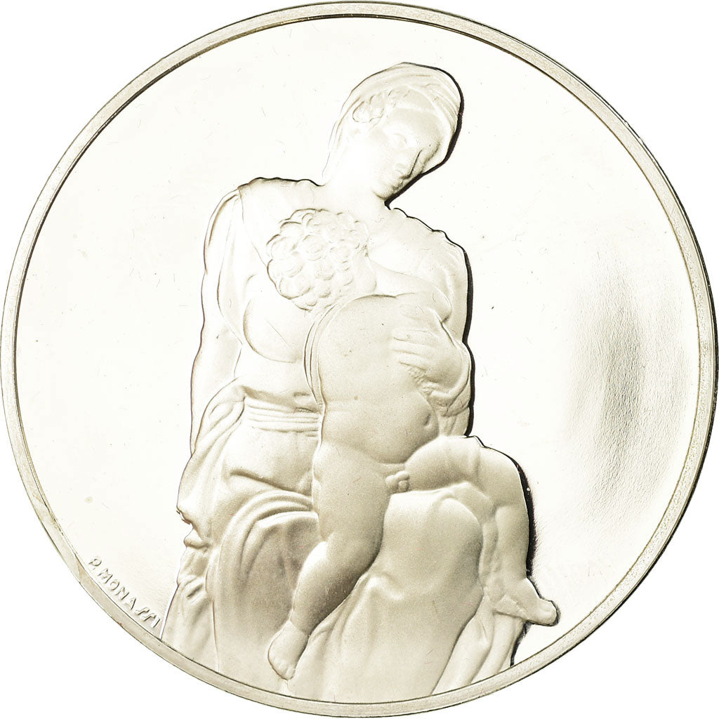 France, Medal, Peinture, Michel Ange, Vierge médicis, Monassi, MS(64), Silver