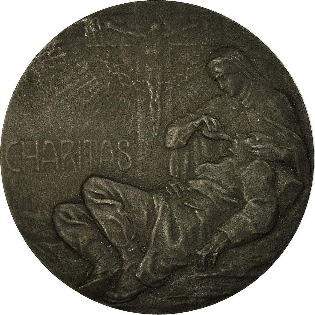 France, Médaille, Charitas, Infirmière et Soldat, Philipp, SUP, Étain bronzé