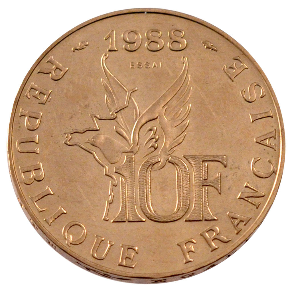 FRANCE, 10 Francs, 1988, KM #E139, AU(50-53), Aluminum-Bronze, Gadoury #821,...