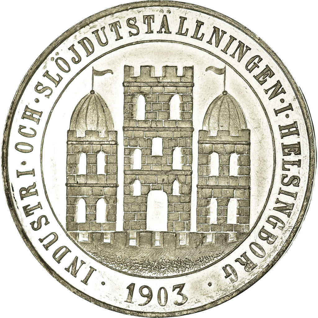 Suécia, Medal, Oscar II, Industrie, Helsingborg, 1903, Lindberg, AU(50-53)