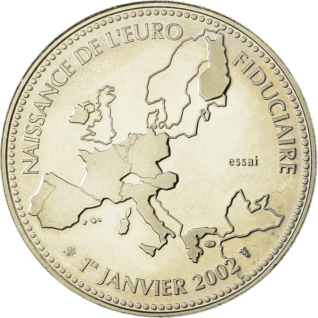 France, Medal, Naissance de l'Euro Fiduciaire, 2002, MS(64), Copper-nickel