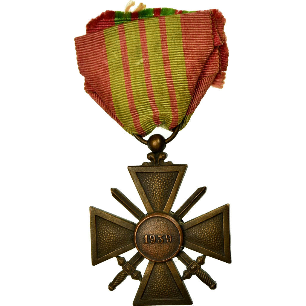 Francja, Croix de Guerre, medal, 1939, Bardzo dobra jakość, Brązowy, 36