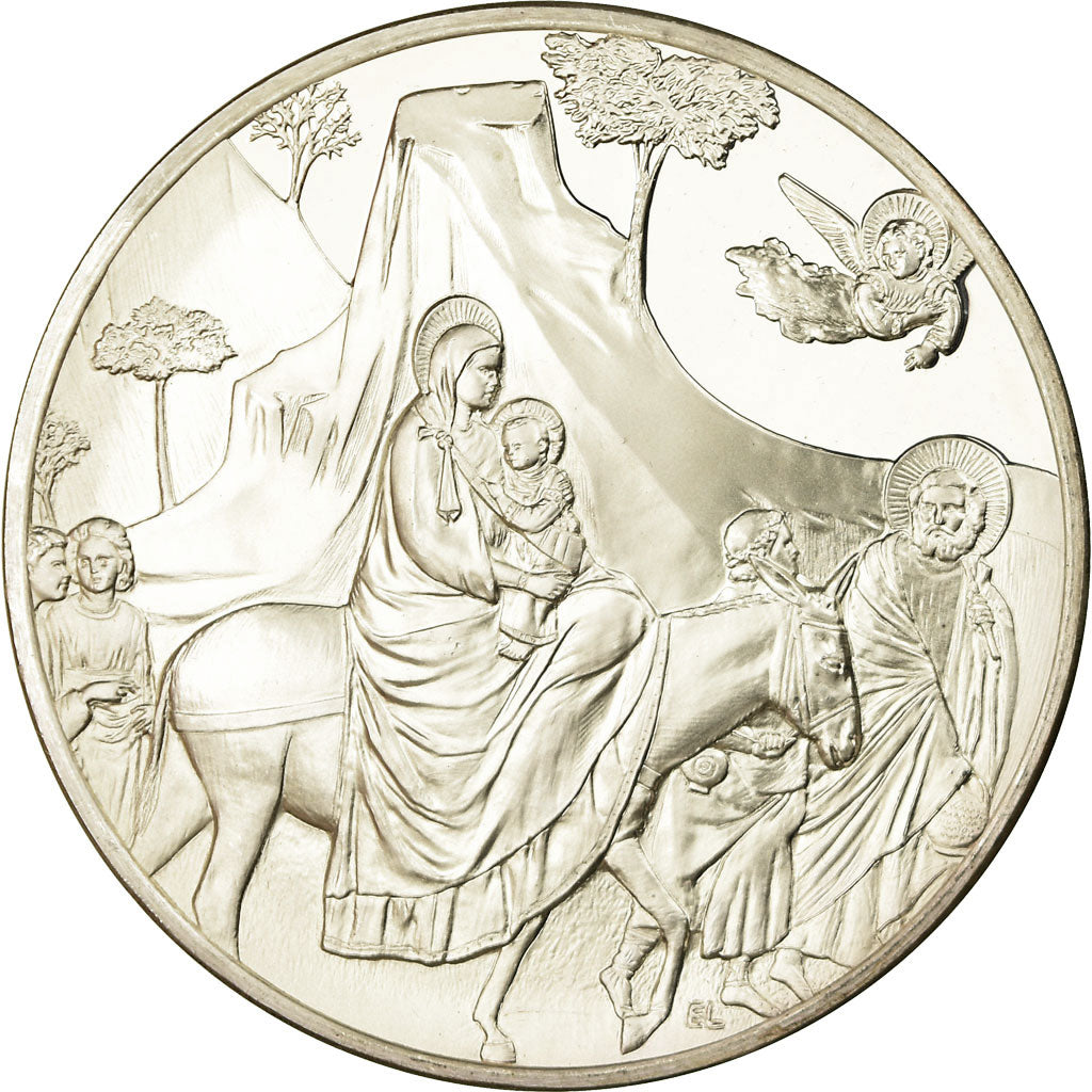 France, Medal, Peinture, La fuite en Egypte, Giotto, MS(63), Silver