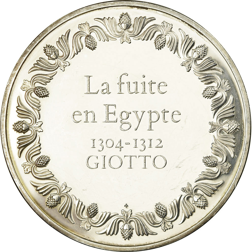 France, Medal, Peinture, La fuite en Egypte, Giotto, MS(63), Silver