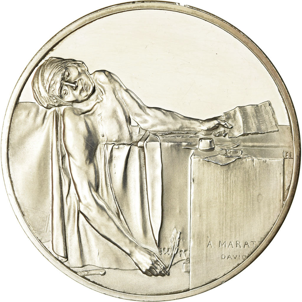 France, Medal, Peinture, la Mort de Marat, Jacques Louis David, MS(63), Silver