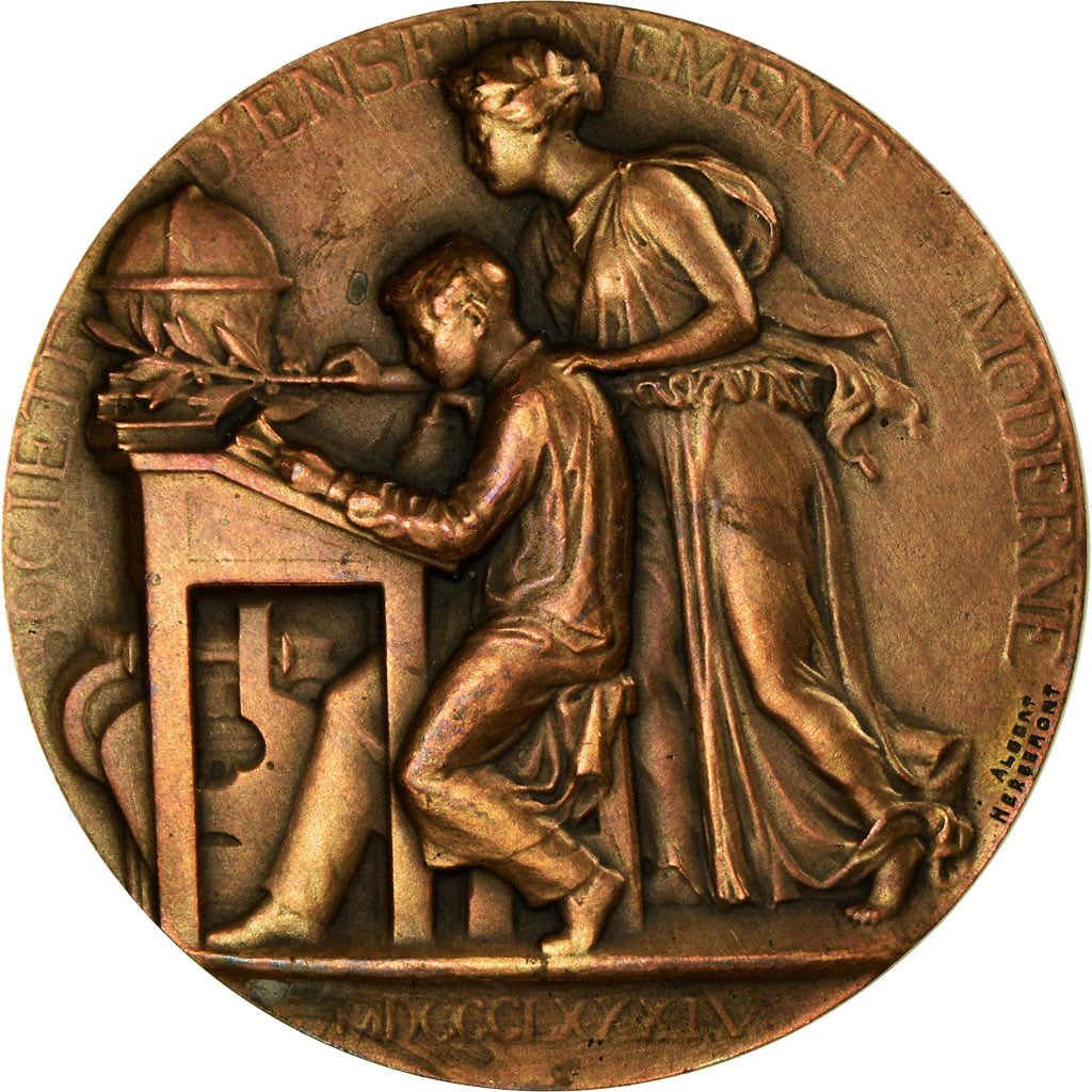France, Medal, Société d'Enseignement Moderne, 1884, Albert Herbemont