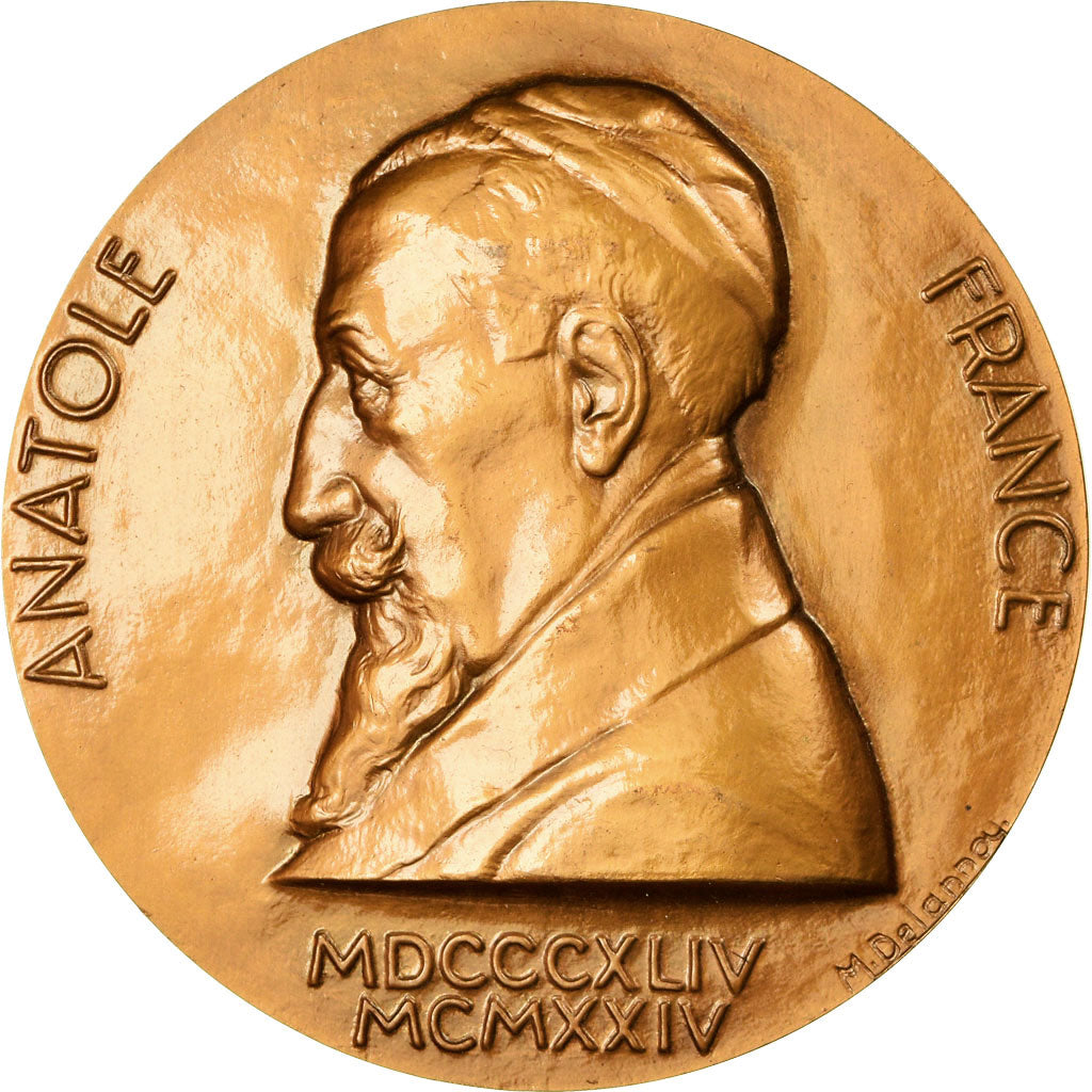 France, Médaille, Anatole France, Arts & Culture, 1989, M. Delannoy, SPL+