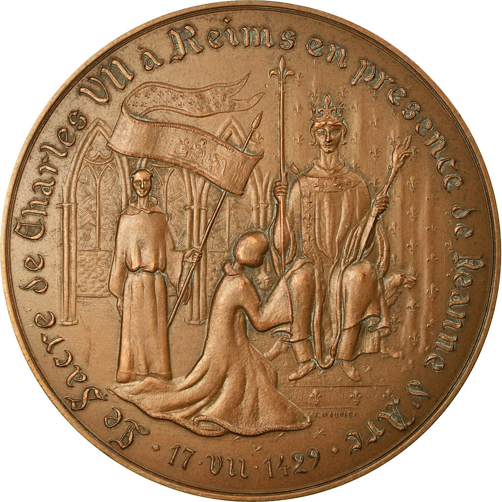 Francia, medaglia, Sacre de Charles VII à Reims, Jeanne d'Arc, 1979, Mauviel
