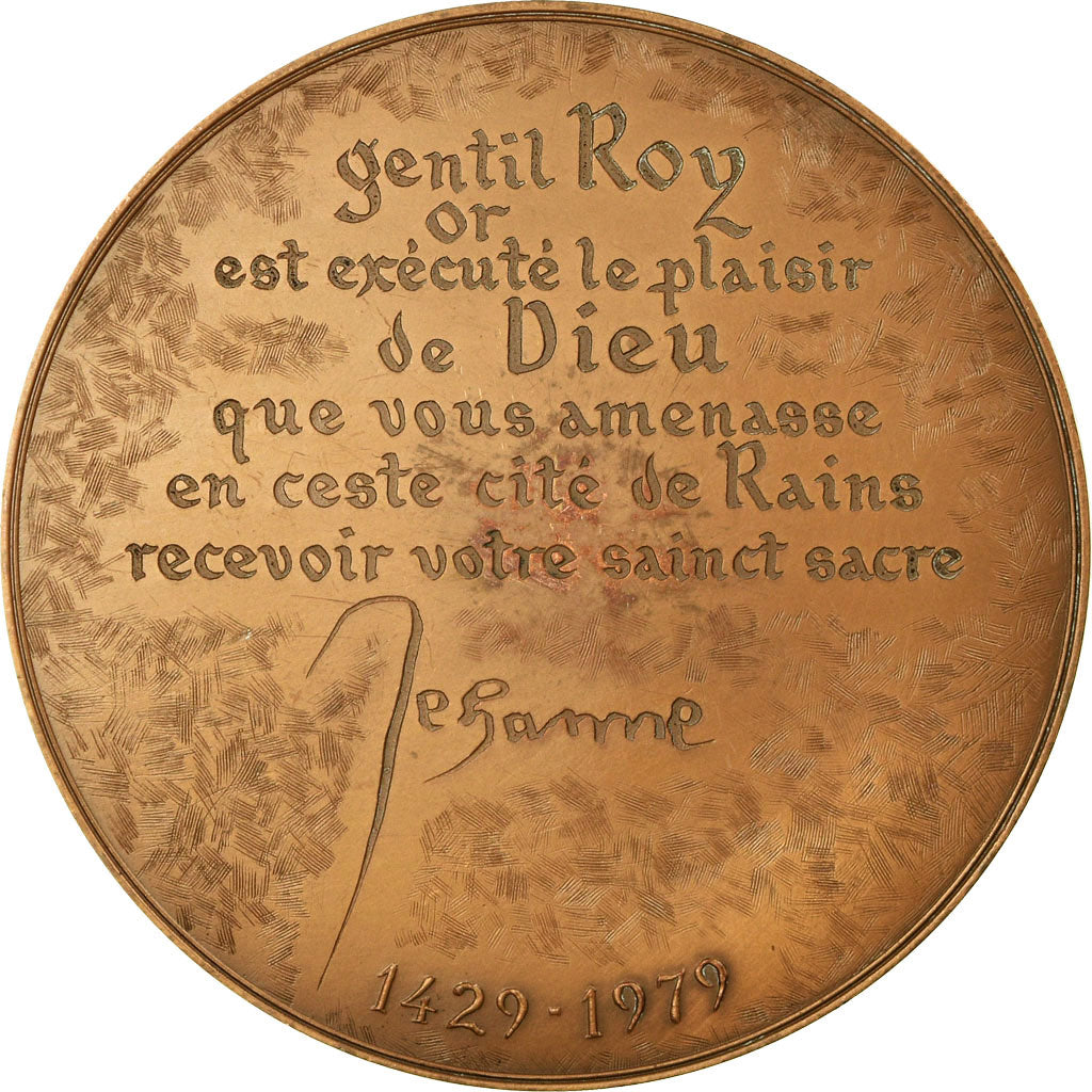 Francia, medaglia, Sacre de Charles VII à Reims, Jeanne d'Arc, 1979, Mauviel