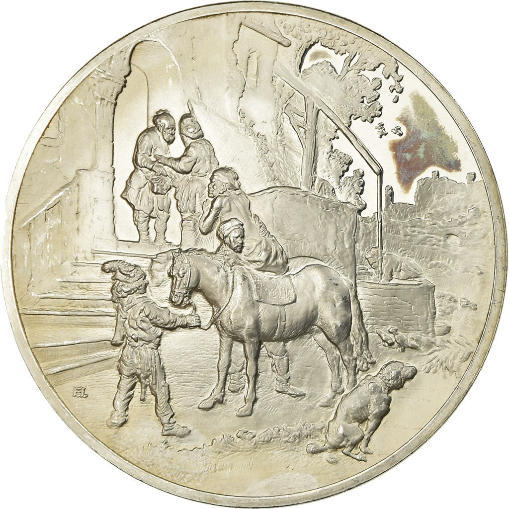France, Medal, Peinture, Rembrandt, Le Bon Samaritain, MS(63), Silver