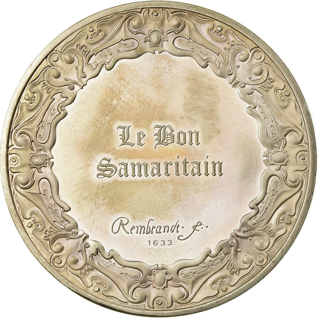France, Medal, Peinture, Rembrandt, Le Bon Samaritain, MS(63), Silver