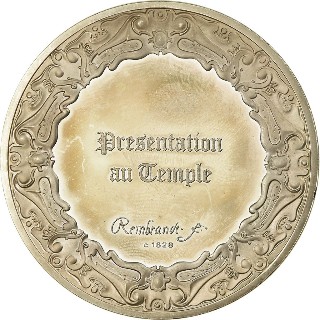 France, Medal, Peinture, Rembrandt, Présentation au Temple, MS(63), Silver