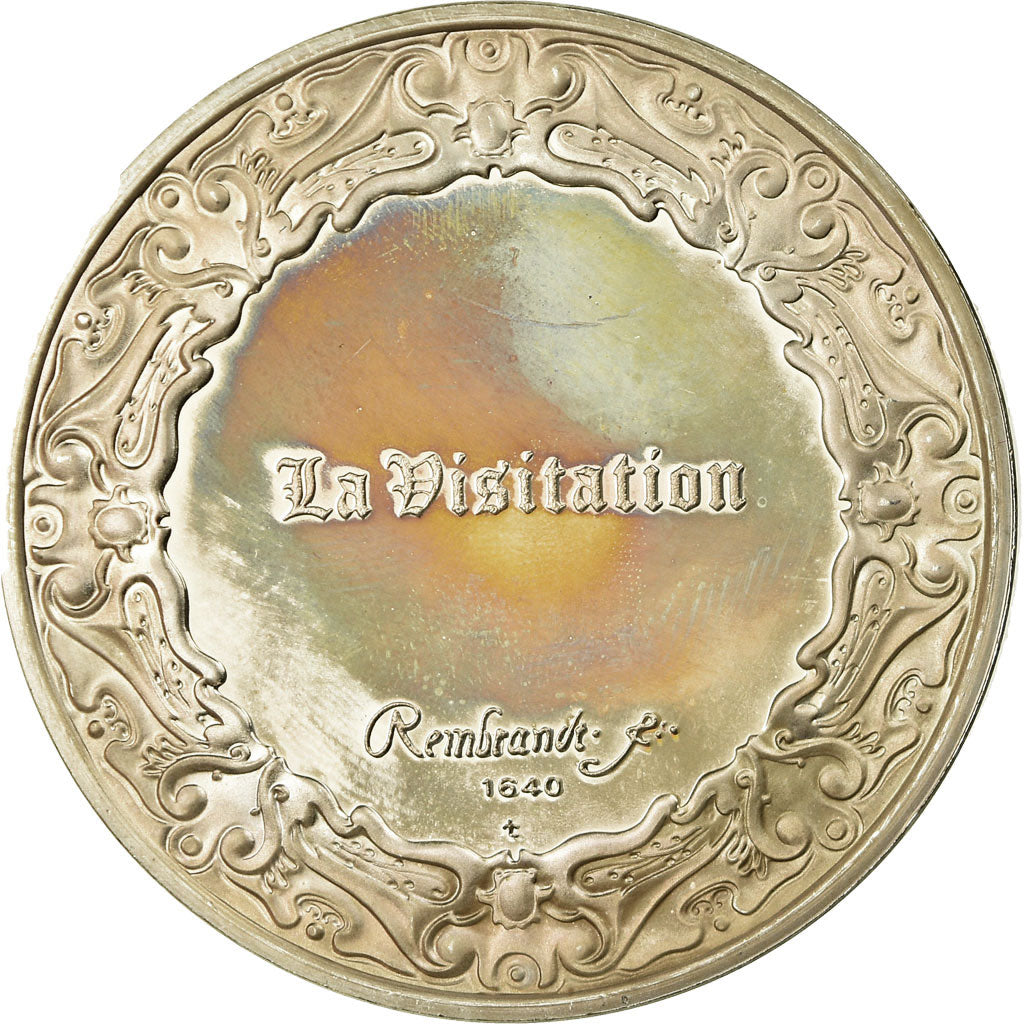 France, Medal, Peinture, Rembrandt, La Visitation, MS(63), Silver