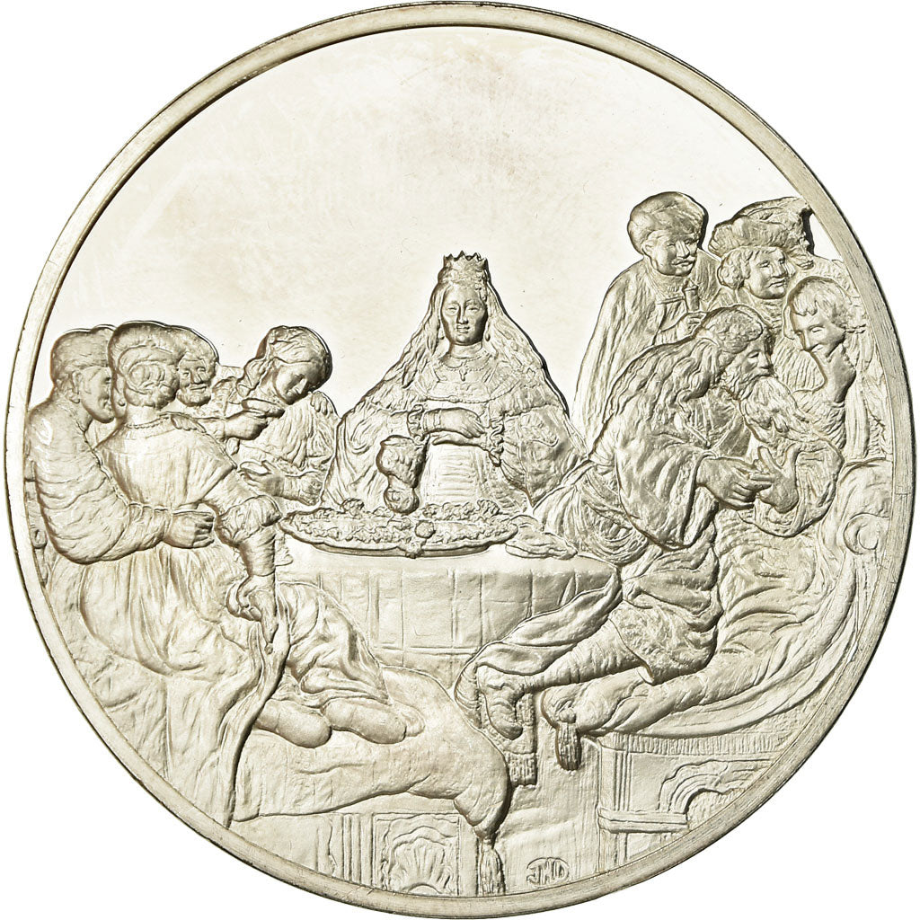 France, Medal, Peinture, Rembrandt, Les Noces de Samson, MS(63), Silver