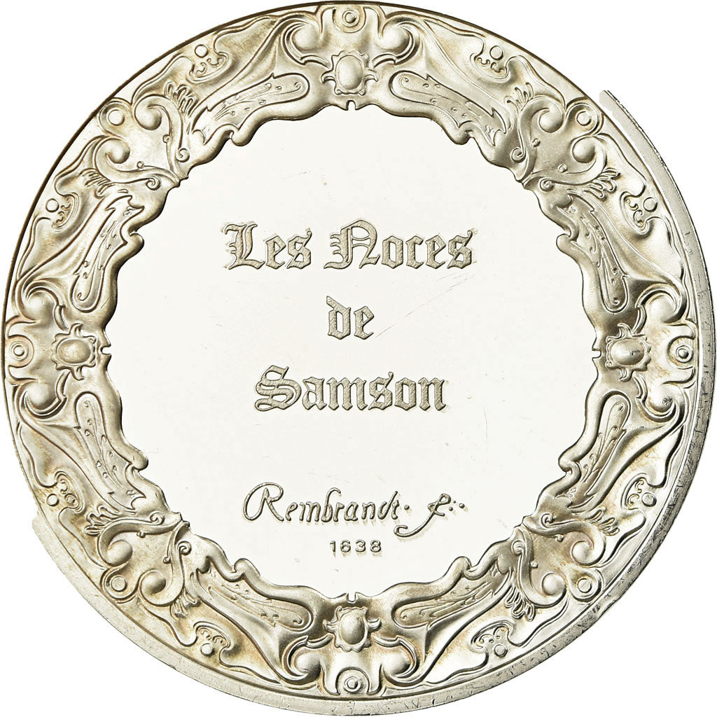 France, Medal, Peinture, Rembrandt, Les Noces de Samson, MS(63), Silver