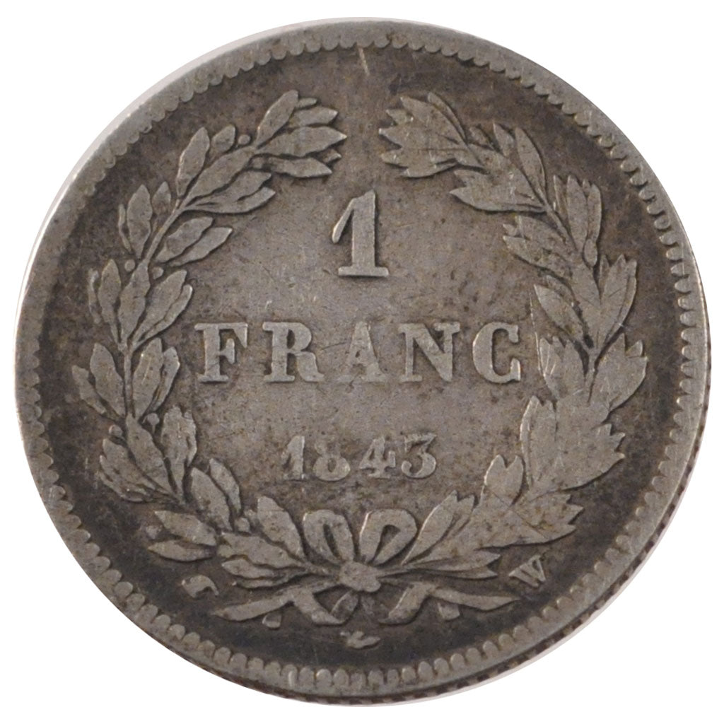 FRANCE, Louis-Philippe, Franc, 1843, Lille, KM #748.13, F(12-15), Silver,...