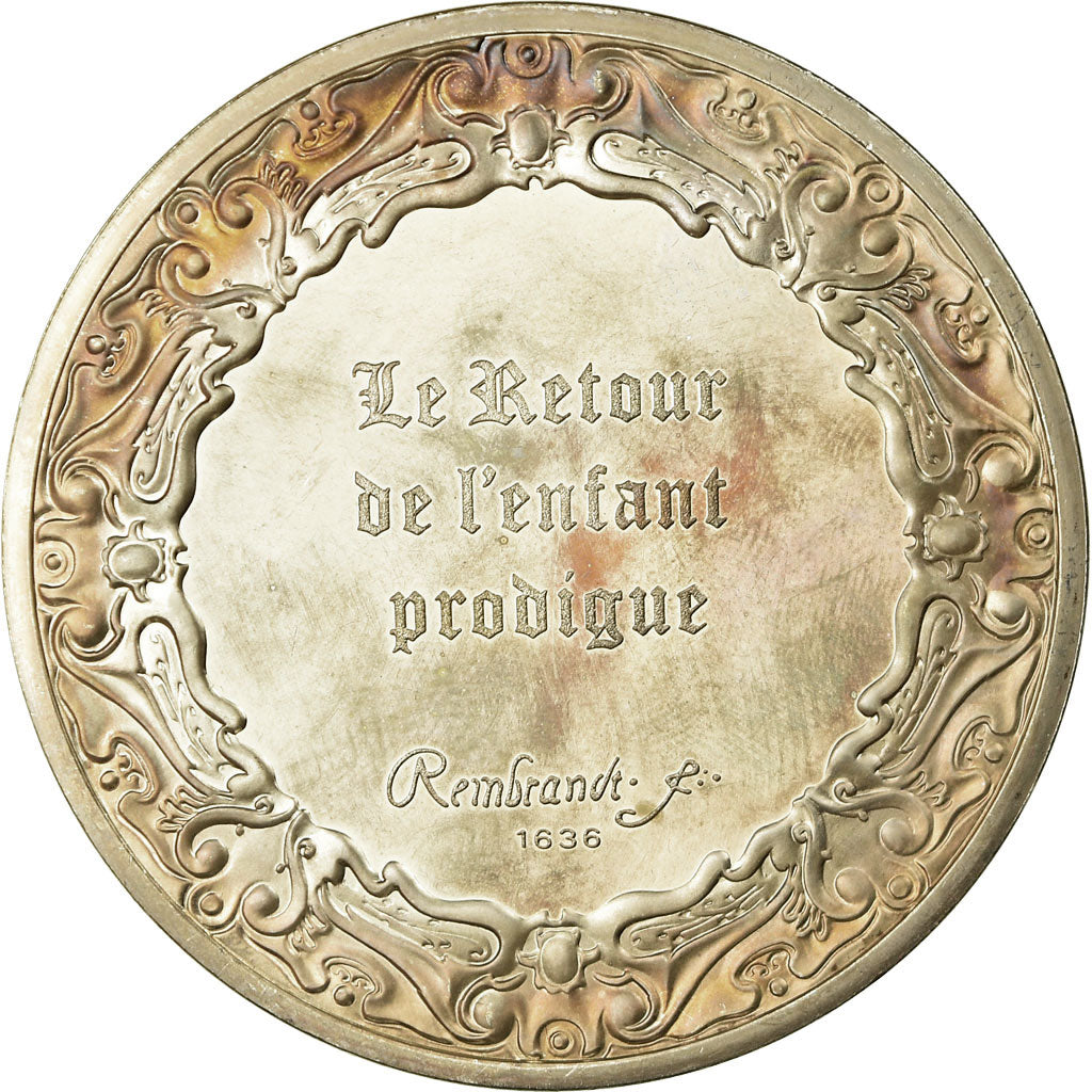 Francia, medalla, Peinture, Rembrandt, Le Retour de l'Enfant Prodigue, SC, Plata