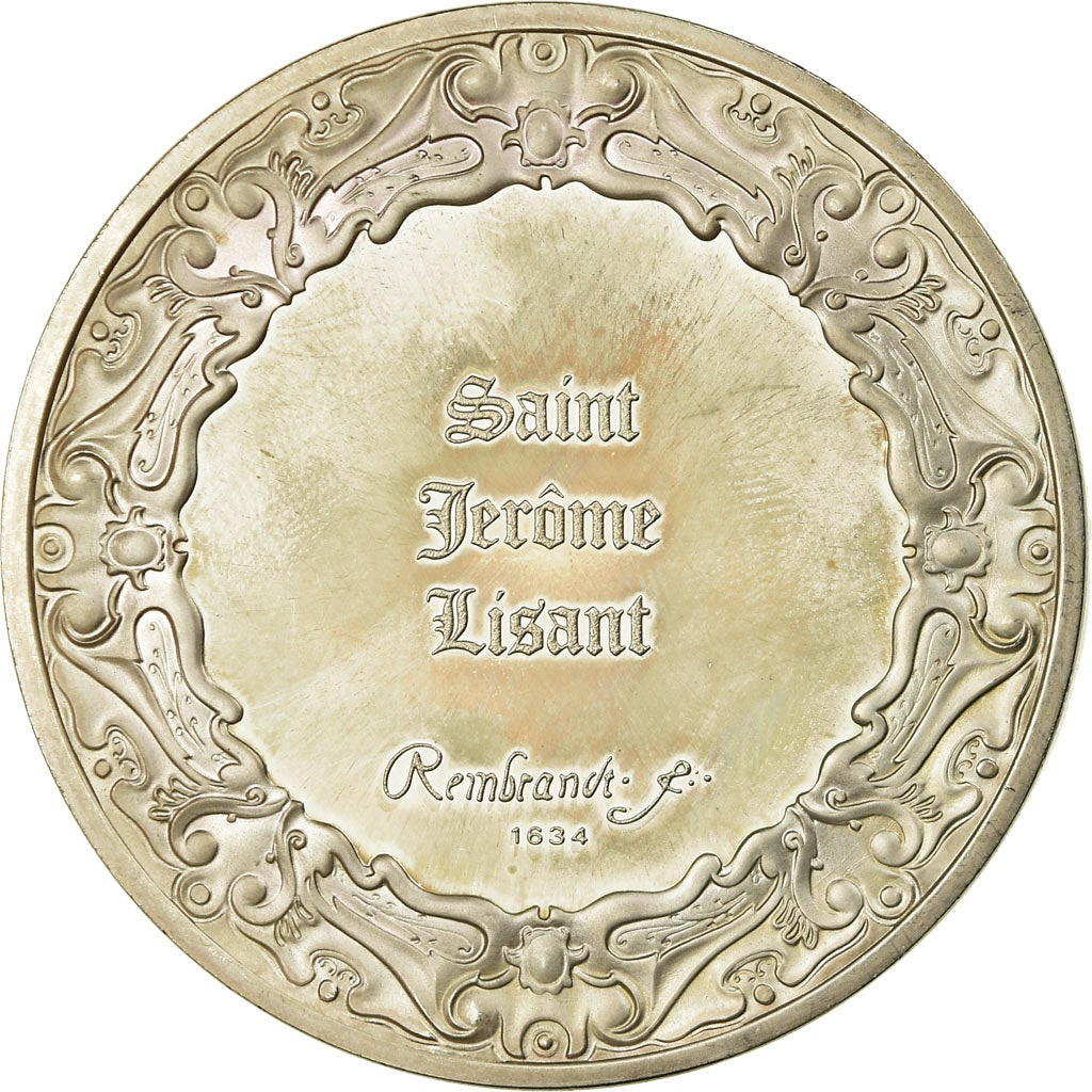 France, Medal, Peinture, Rembrandt, Saint Jérome Lisant, MS(63), Silver
