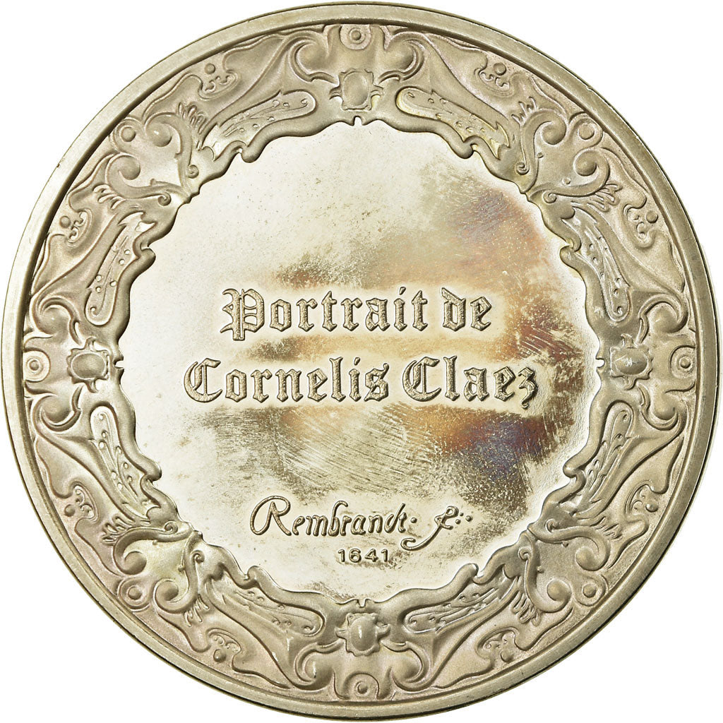 France, Medal, Peinture, Rembrandt, Portrait de Cornelius Claez, MS(63), Silver