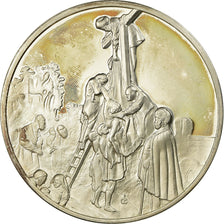 France, Medal, Peinture, Rembrandt, La Descente de Croix, MS(63), Silver