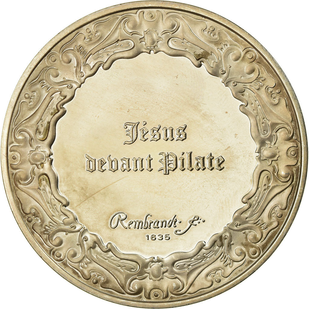 France, Medal, Peinture, Rembrandt, Jésus devant Pilate, MS(63), Silver