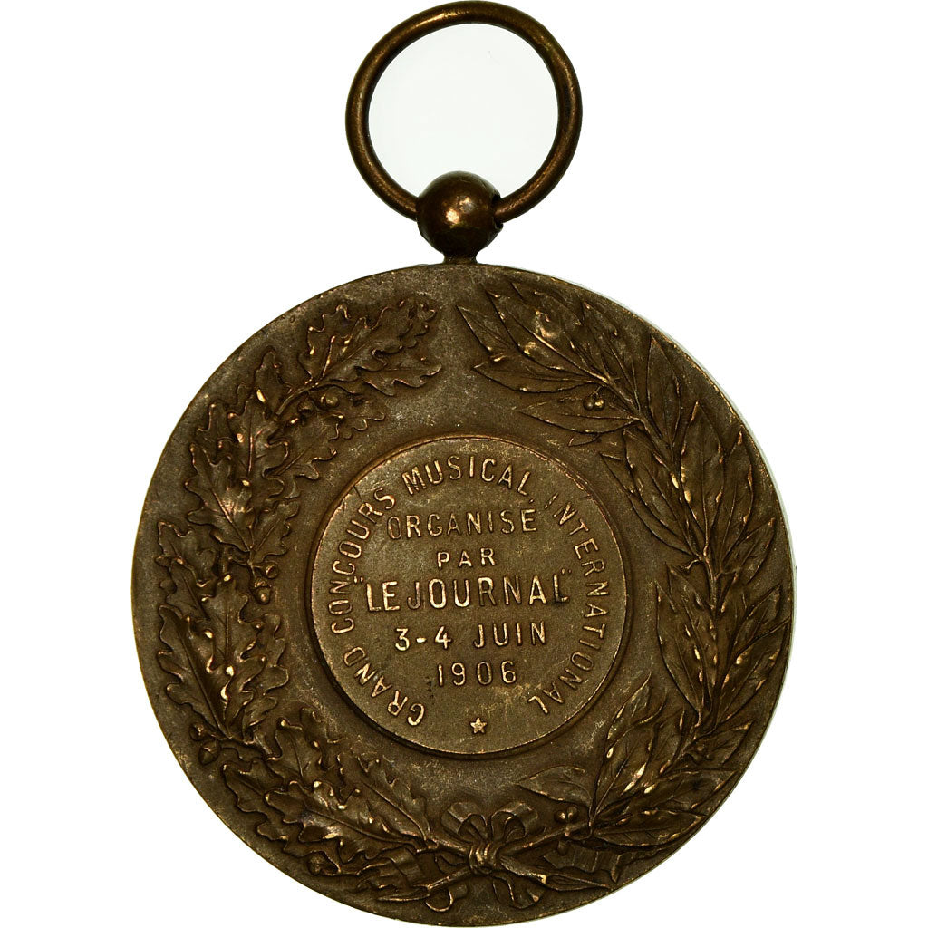 France, Médaille, Art Nouveau, Concours Musical, Le Journal, 1906, TTB+, Bronze