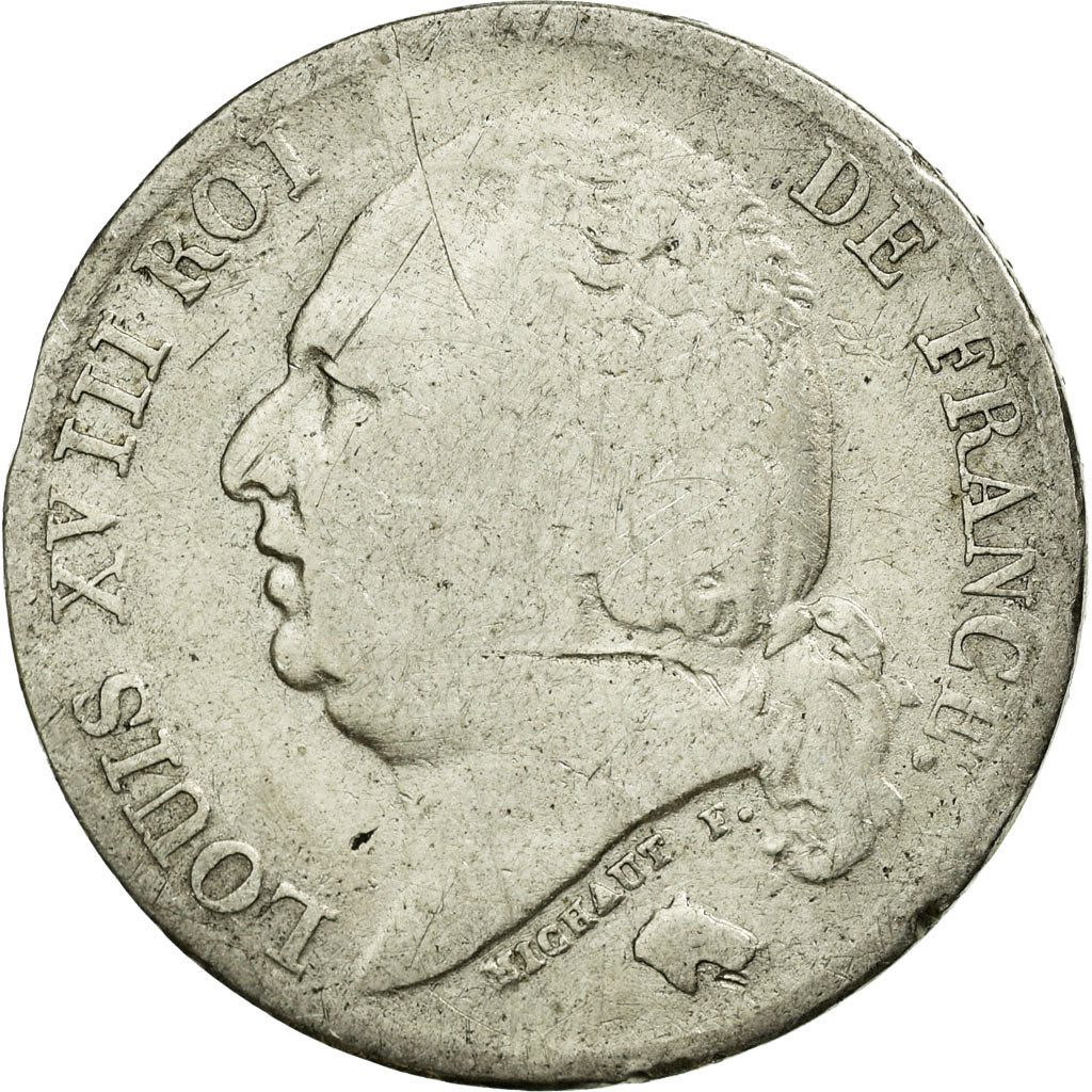 Moneta, Francia, Louis XVIII, Louis XVIII, Franc, 1824, Lille, B+, Argento