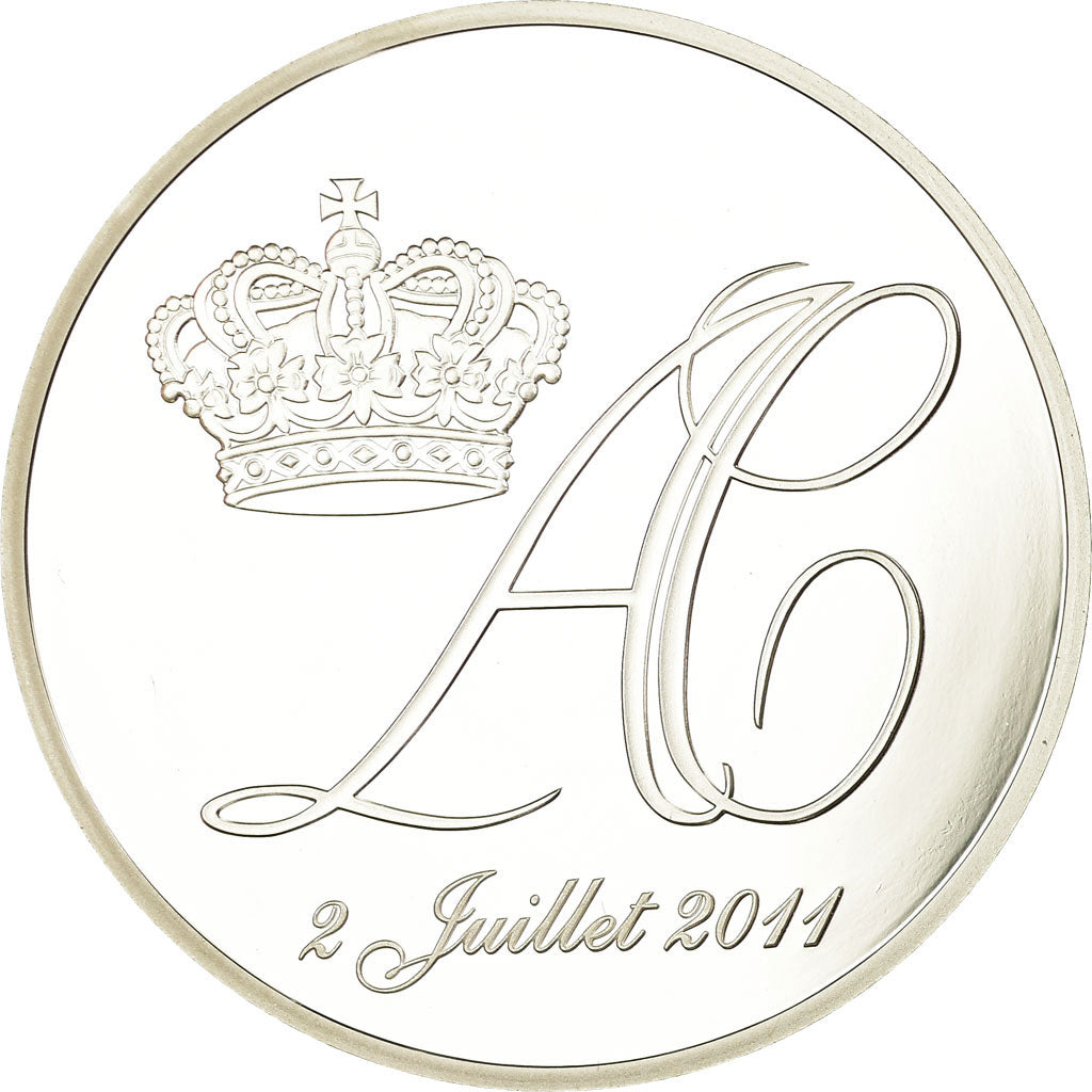 Monaco, Medal, Mariage d'Albert et Charlène, 2011, MS(65-70), Silver