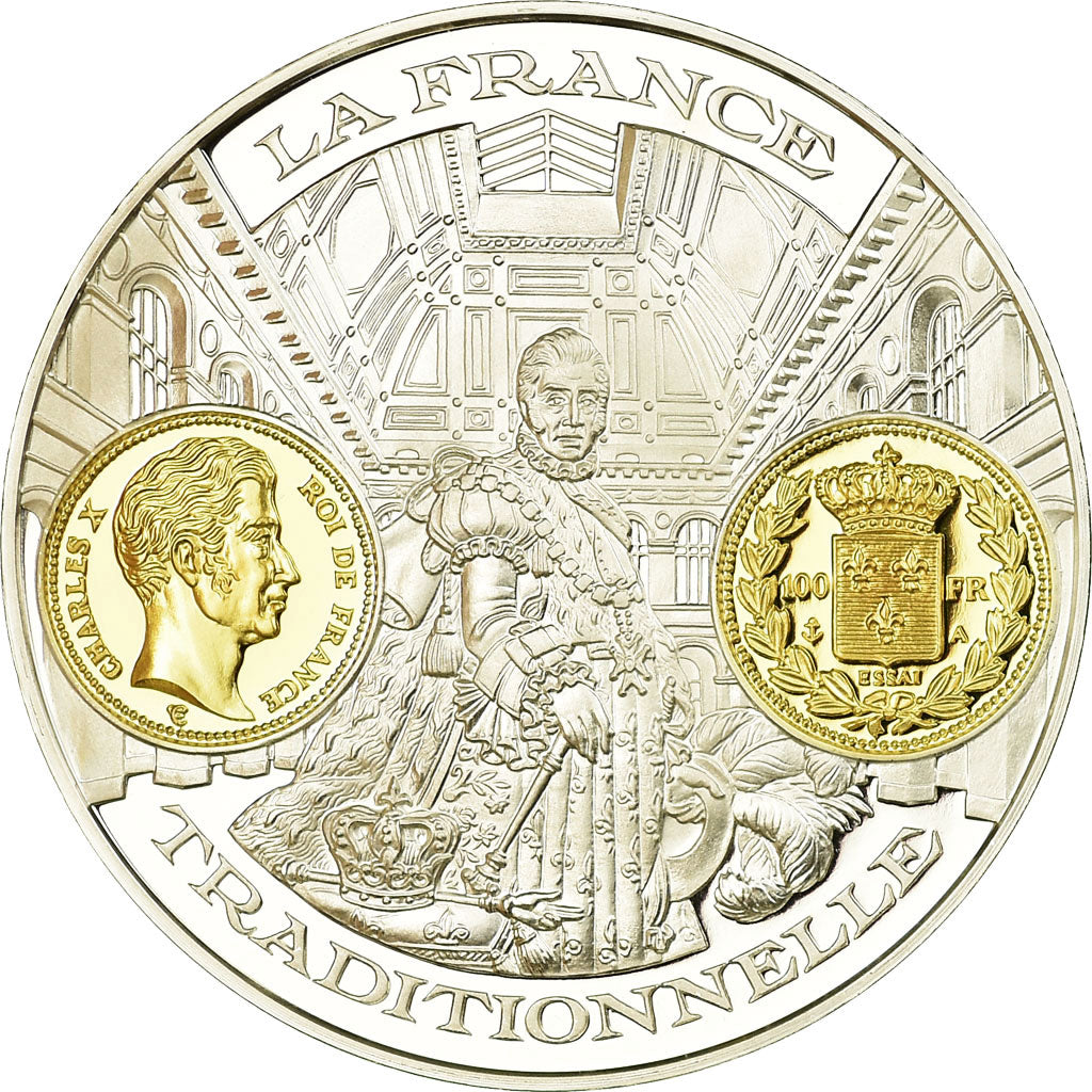 France, Médaille, Histoire Monétaire, 100 Francs Or Charles X, FDC, Argent