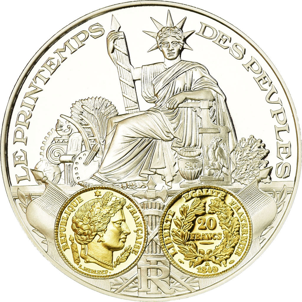 France, Medal, Histoire Monétaire, 20 Francs Or Cérès, MS(65-70), Silver