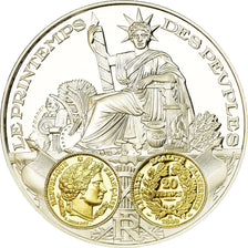 France, Medal, Histoire Monétaire, 20 Francs Or Cérès, MS(65-70), Silver