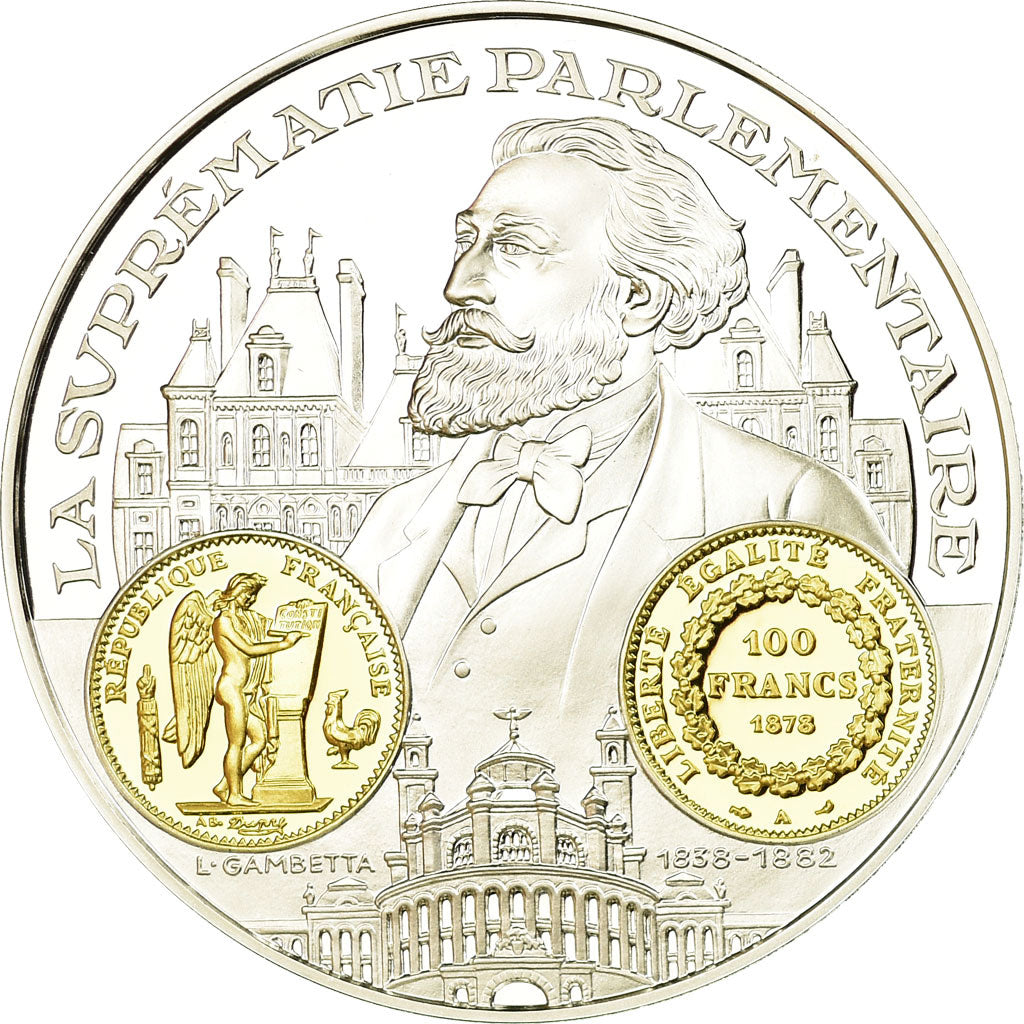 France, Medal, Histoire Monétaire, 100 Francs Or Génie, MS(65-70), Silver