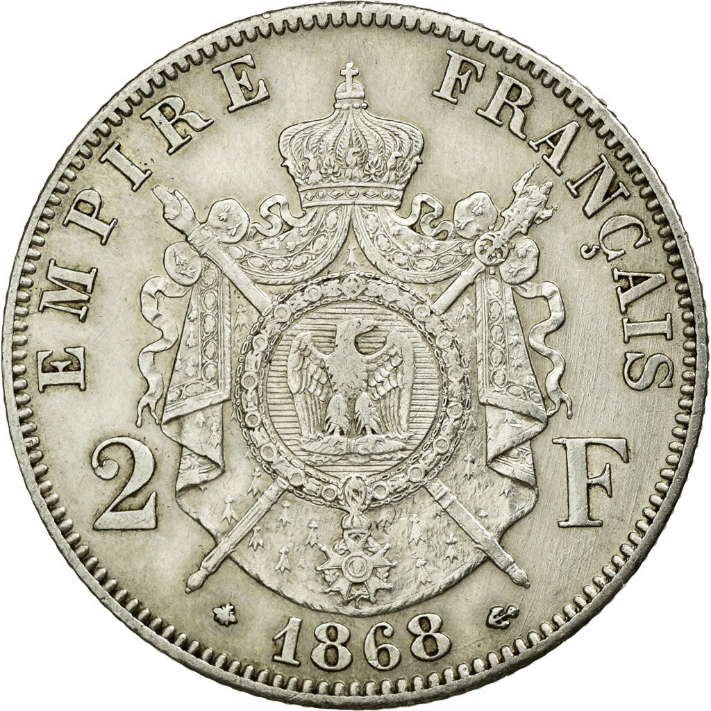 Moneta, Francja, Napoleon III, Napoléon III, 2 Francs, 1868, Paris, AU(55-58)