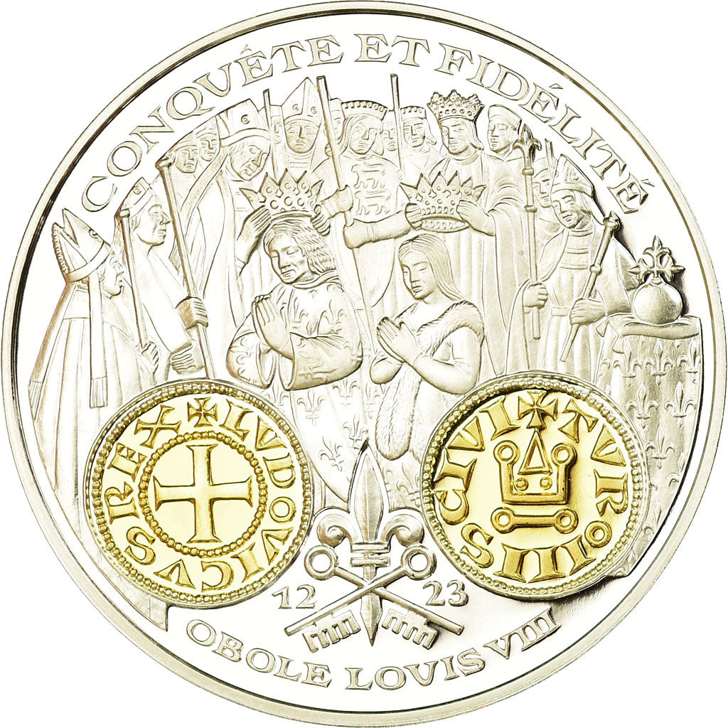France, Medal, Histoire Monétaire, Obole de Louis VIII, MS(65-70), Silver