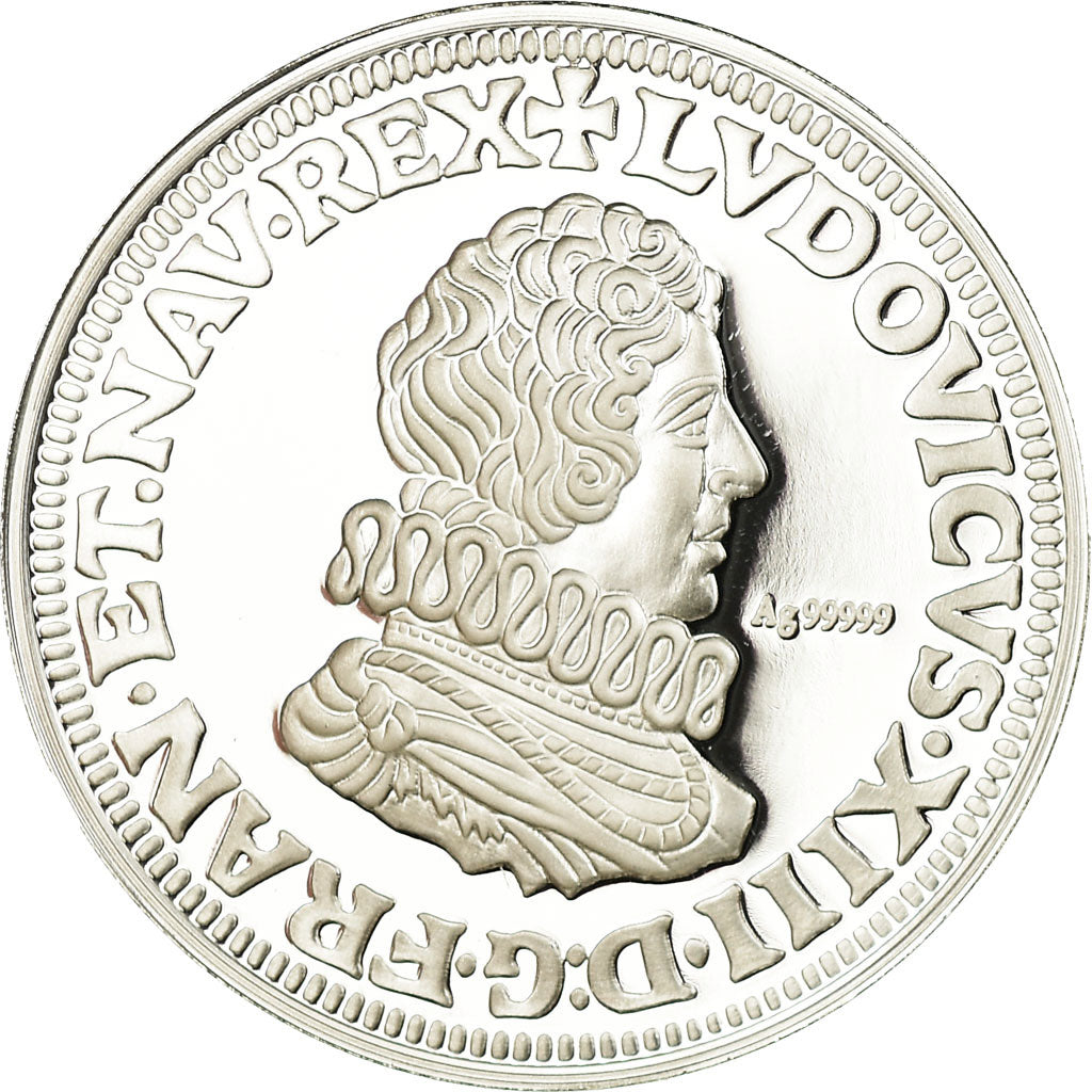France, Médaille, Reproduction du Demi-Franc Louis XIII, FDC, Argent