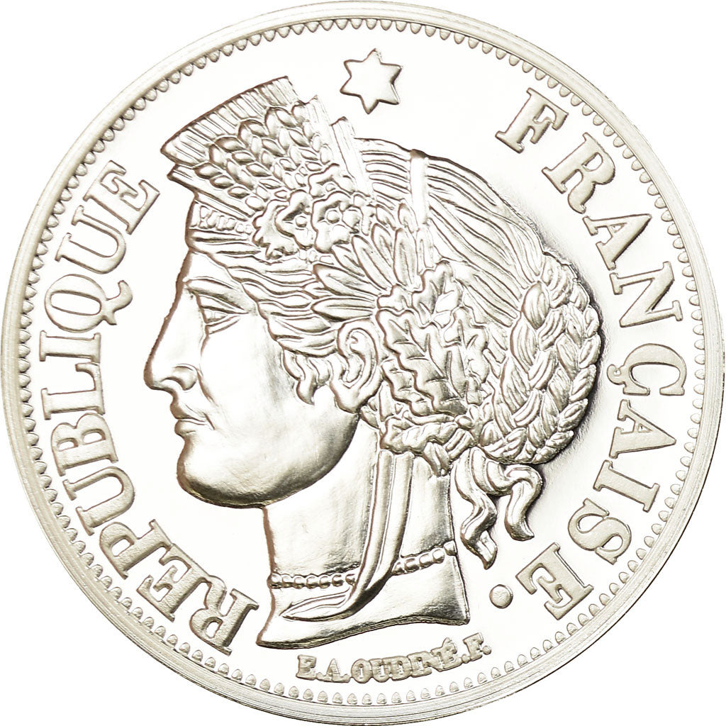 Francja, Medal, Reproduction de la 2 Francs Cérès 1870, MS(65-70), Srebro