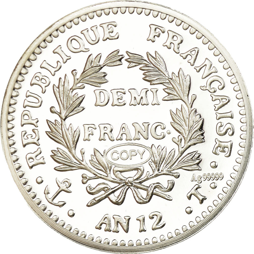 Francja, Medal, Reproduction du Demi-Franc An XII Bonaparte, MS(65-70), Srebro
