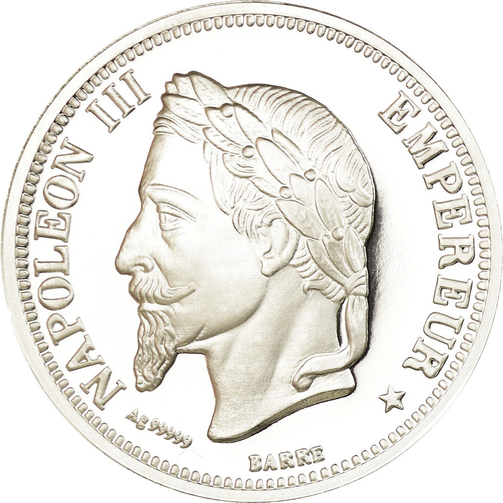 France, Médaille, Reproduction Ecu 5 francs Napoléon III, FDC, Argent