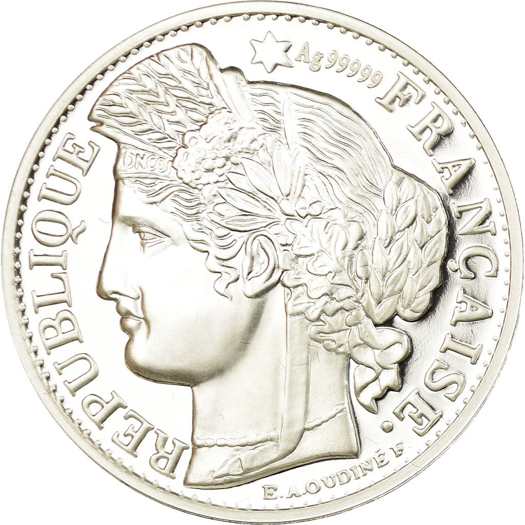Francja, Medal, Reproduction de la 50 Centimes Cérès 1889, MS(65-70), Srebro
