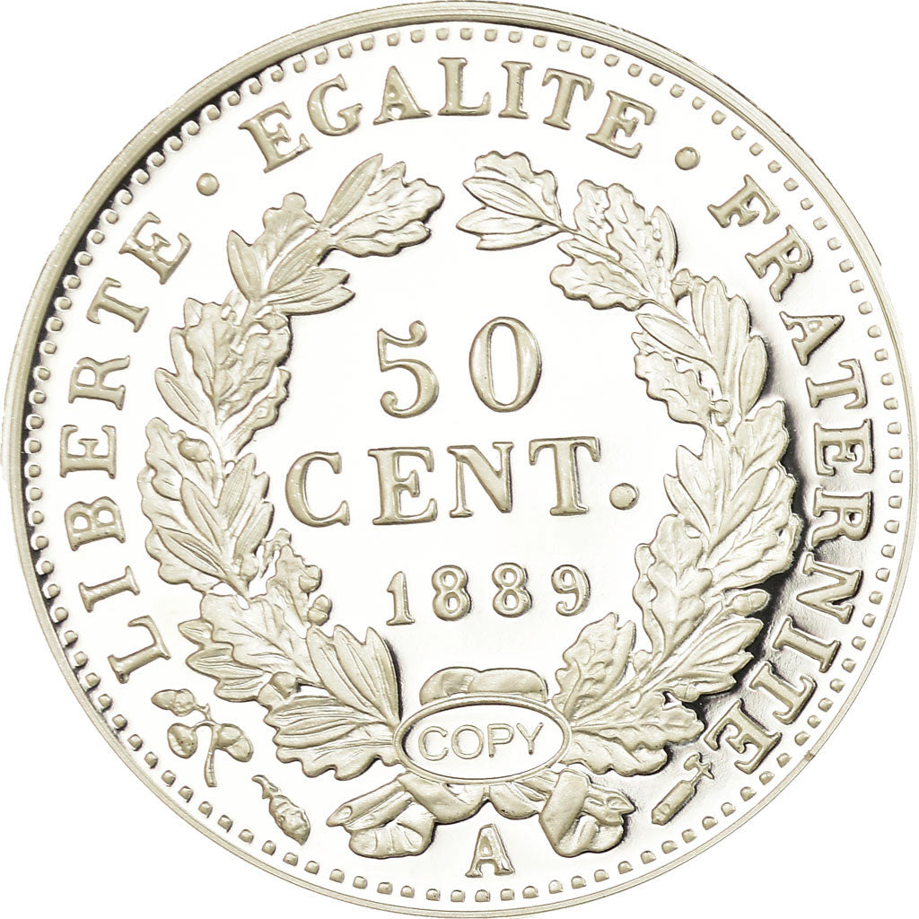 Francja, Medal, Reproduction de la 50 Centimes Cérès 1889, MS(65-70), Srebro