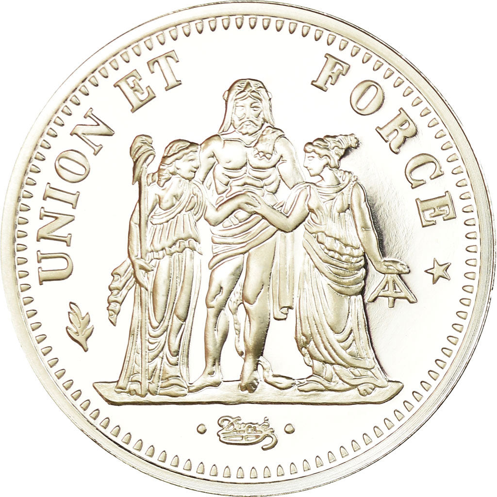 France, Medal, Reproduction, 5 Francs Union et Force, MS(65-70), Silver