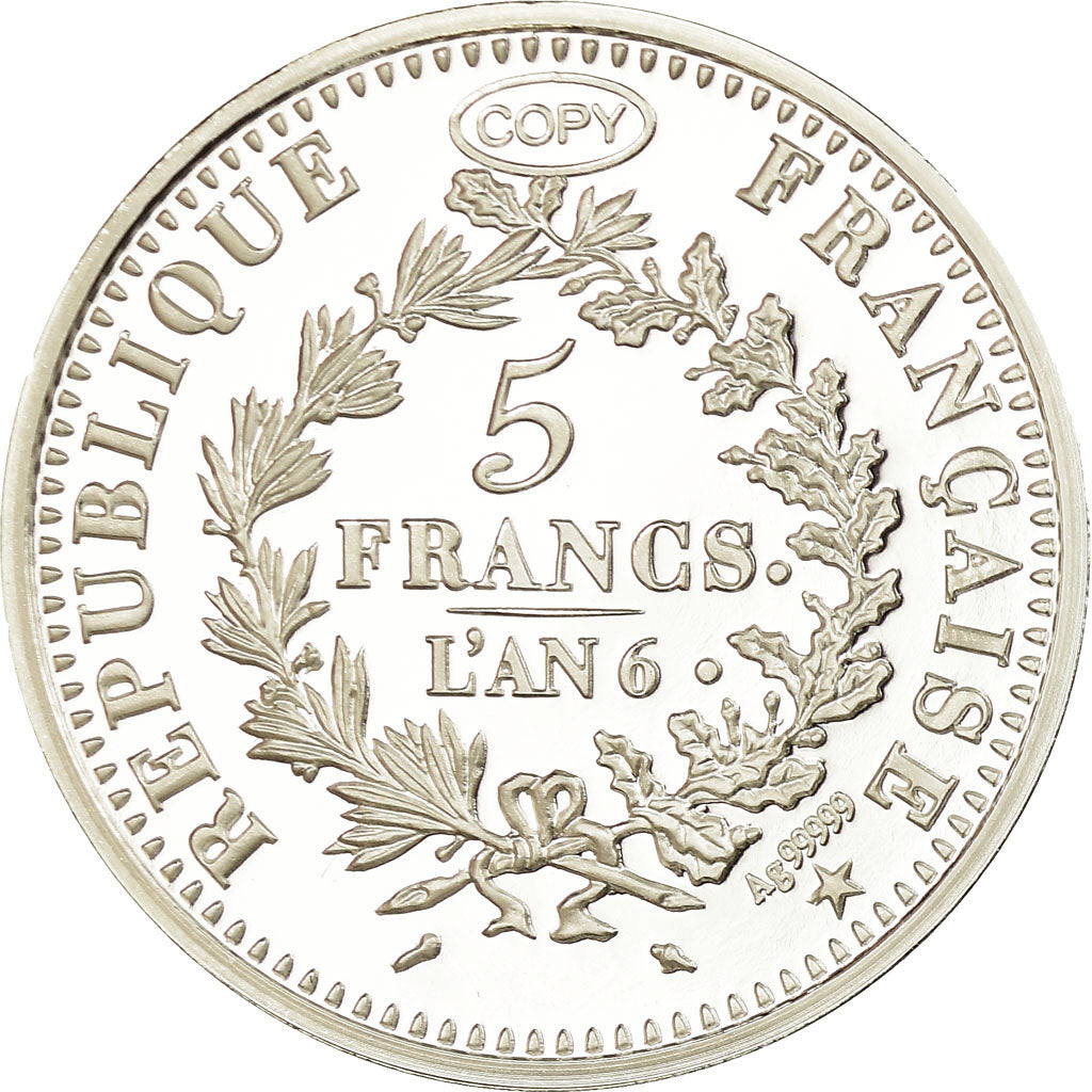 France, Medal, Reproduction, 5 Francs Union et Force, MS(65-70), Silver