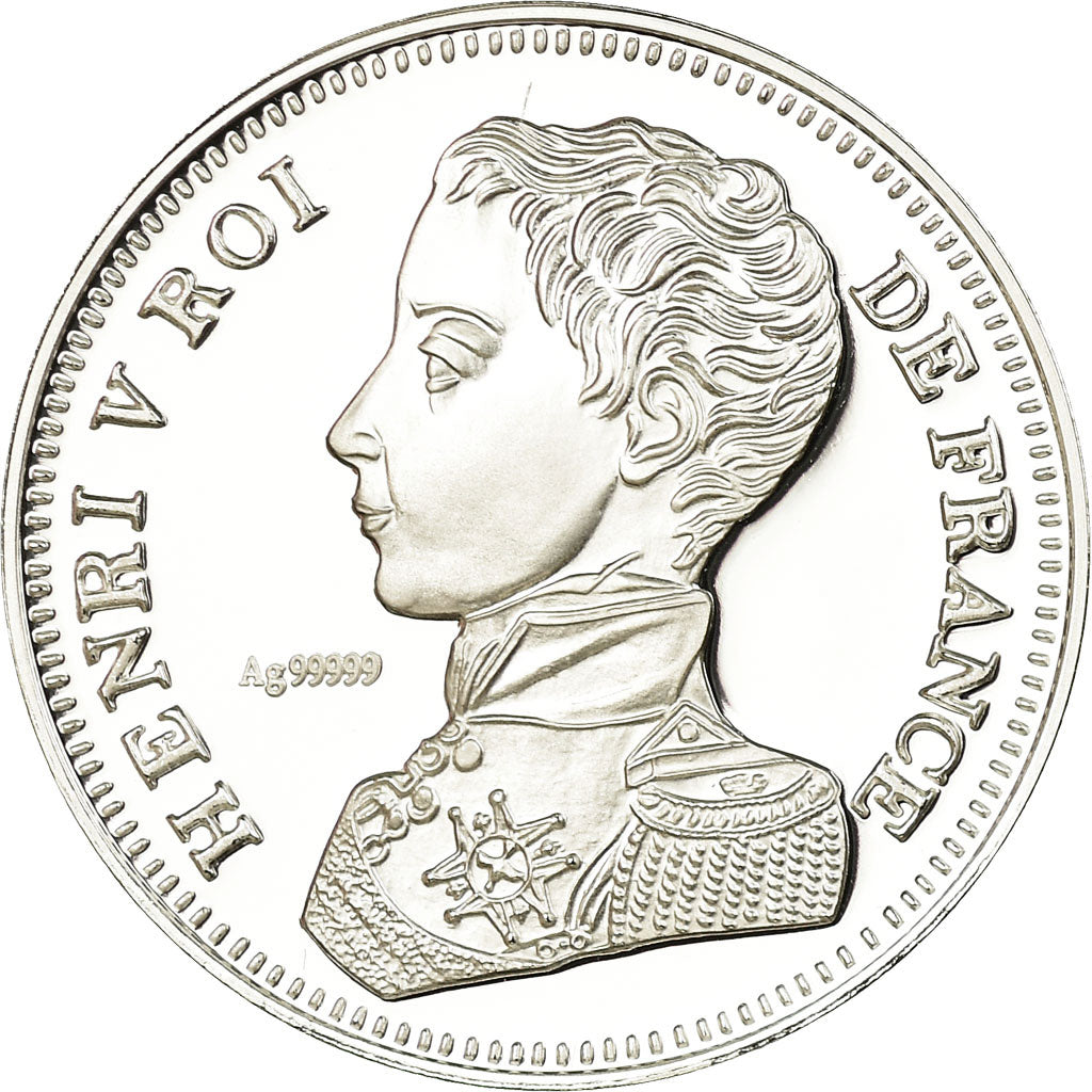 Francja, Medal, Reproduction de la 5 Francs Henri V 1831, MS(65-70), Srebro