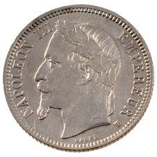 FRANCE, Napoléon III, Franc, 1868, Strasbourg, KM #806.2, AU(50-53), Silver, G..